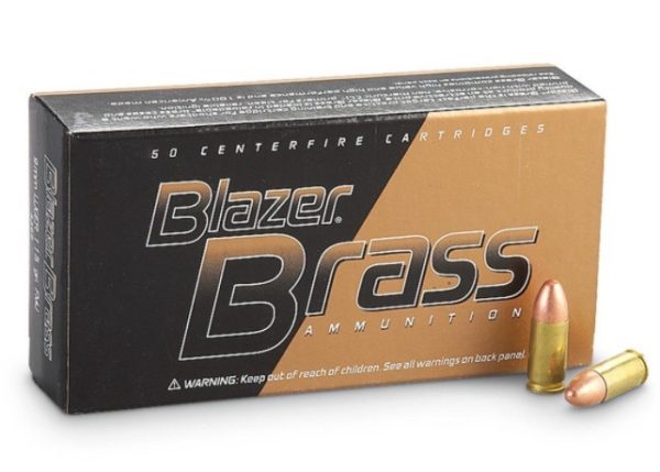 Blazer Brass 9mm 115 gr Full Metal Jacket, 50 rounds per box