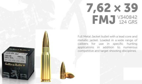 S & B c.7.62X39 124gr.FMJ 50 ROUND BOX