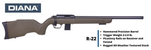DIANA R22 BOLT-ACTION RIFLE – .22LR, 18.5″. Carbon Fiber