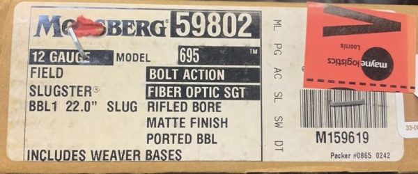 Mossberg 695 12g/22” Bolt action ; Fiber Optic SGT - Image 5